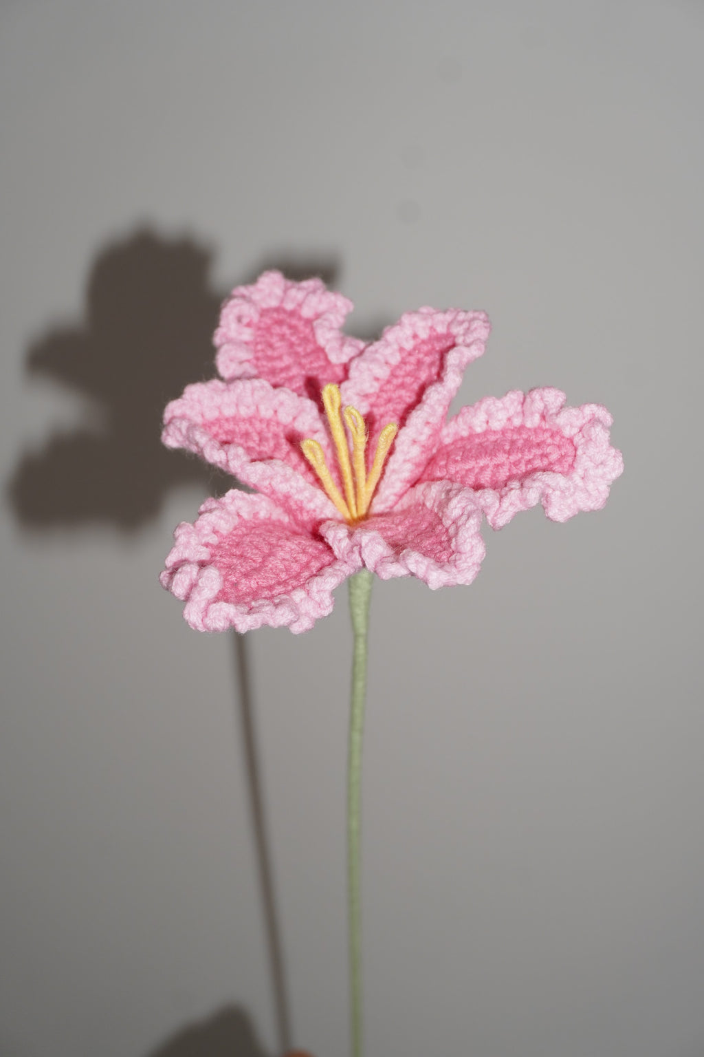LIRIO IRIS ROSADO en crochet – Ramo Jardín Pastel